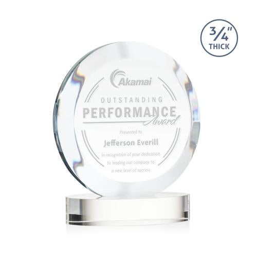 Corporate Awards - Crystal Awards - Gibralter Clear on Alberton Base Circle Crystal Award
