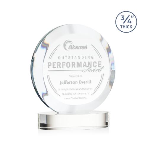 Corporate Awards - Crystal Awards - Gibralter Clear on Alberton Base Circle Crystal Award