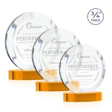 Gibralter Amber on Alberton Base Circle Crystal Award - Colored Crystal