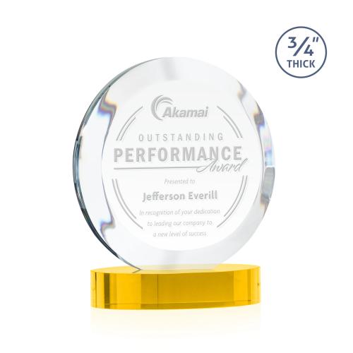 Corporate Awards - Crystal Awards - Gibralter Gold on Alberton Base Circle Crystal Award