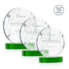 Gibralter Green on Alberton Base Circle Crystal Award - Colored Crystal