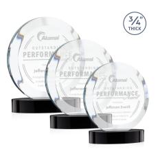 Gibralter Black on Alberton Base Circle Crystal Award - Corporate Awards