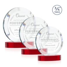 Gibralter Red on Alberton Base Circle Crystal Award - Red Crystal Awards
