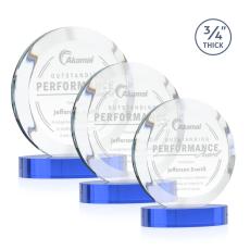 Gibralter Sky Blue on Alberton Base Circle Crystal Award - Newest Additions