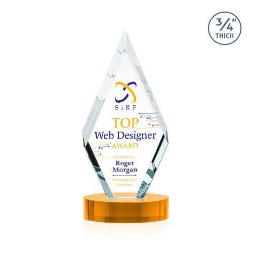Corporate Awards - Crystal Awards - Richmond Full Color Amber on Alberton Base Crystal Award