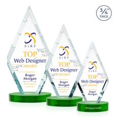 Richmond Full Color Green on Alberton Base Crystal Award - Glass Awards