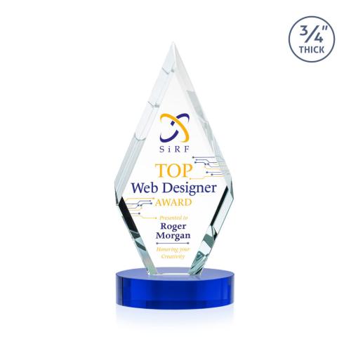 Corporate Awards - Crystal Awards - Richmond Full Color Blue on Alberton Base Crystal Award