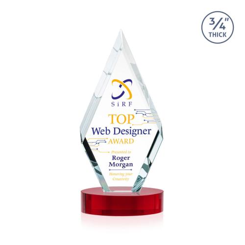 Corporate Awards - Crystal Awards - Richmond Full Color Red on Alberton Base Crystal Award