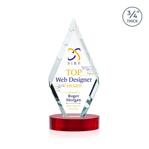 Corporate Awards - Crystal Awards - Richmond Full Color Red on Alberton Base Crystal Award