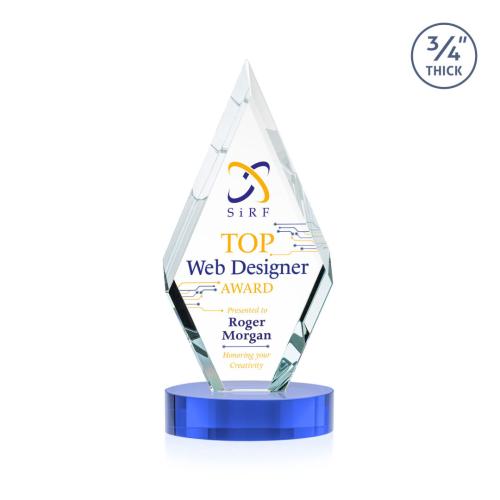 Corporate Awards - Crystal Awards - Richmond Full Color Sky Blue on Alberton Base Crystal Award