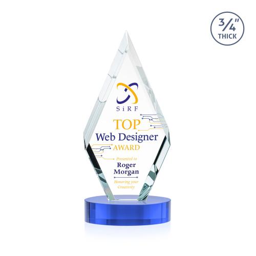 Corporate Awards - Crystal Awards - Richmond Full Color Sky Blue on Alberton Base Crystal Award