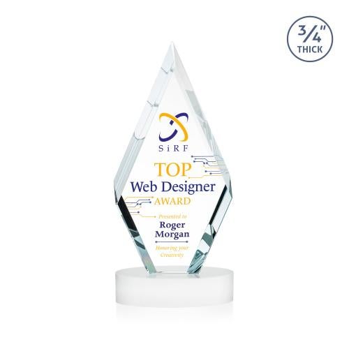 Corporate Awards - Crystal Awards - Richmond Full Color White on Alberton Base Crystal Award