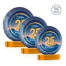 Gibralter Vividprint Amber on Alberton Base Circle Crystal Award - Newest Additions