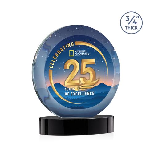 Corporate Awards - Crystal Awards - Gibralter Vividprint&trade; Black on Alberton Base Circle Crystal Award