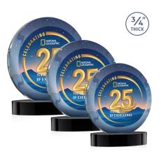 Gibralter Vividprint Black on Alberton Base Circle Crystal Award - Corporate Awards