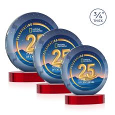Gibralter Vividprint Red on Alberton Base Circle Crystal Award - Newest Additions