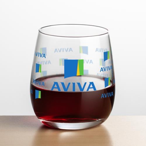 Corporate Recognition Gifts - Etched Barware - Wine Glasses - Crestview Stemless Wine - Full Color