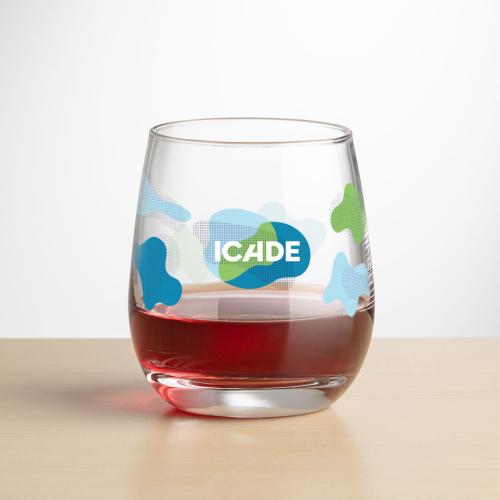 Corporate Recognition Gifts - Etched Barware - Wine Glasses - Salem Stemless Wine - Full Color