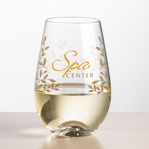 Corporate Recognition Gifts - Etched Barware - Wine Glasses - Boston Stemless Wine - Full Color