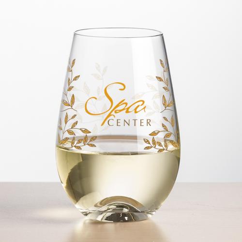 Corporate Recognition Gifts - Etched Barware - Wine Glasses - Boston Stemless Wine - Full Color