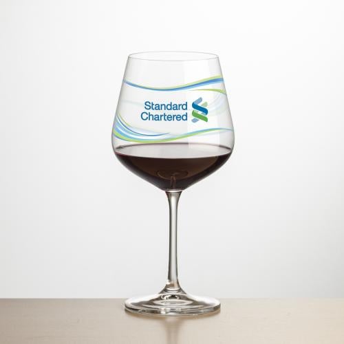 Corporate Recognition Gifts - Etched Barware - Wine Glasses - Laurent Red Wine - Full Color
