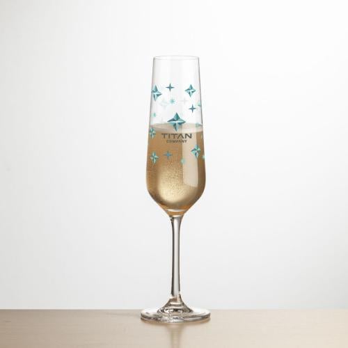 Corporate Recognition Gifts - Etched Barware - Wine Glasses - Laurent Flute - Full Color