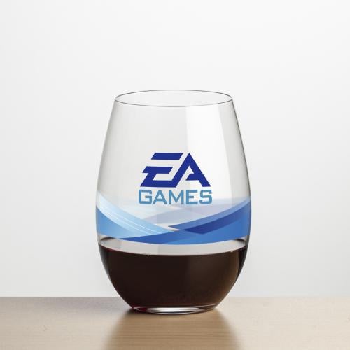 Corporate Recognition Gifts - Etched Barware - Wine Glasses - Laurent Stemless Wine - Full Color