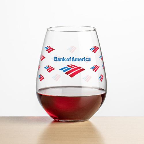 Corporate Recognition Gifts - Etched Barware - Wine Glasses - Townsend Stemless Wine - Full Color