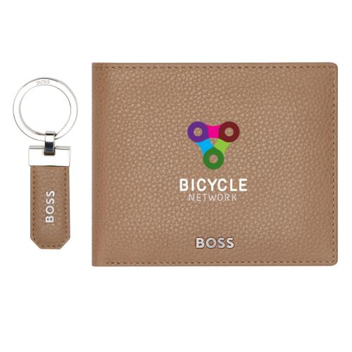 Corporate Recognition Gifts - Executive Gifts - Hugo Boss® Classic Grained Key ring & Wallet Set