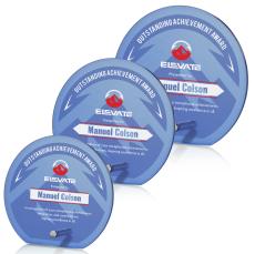 Atchison Blue Full Color Silver Circle Glass Award - Full Color Awards