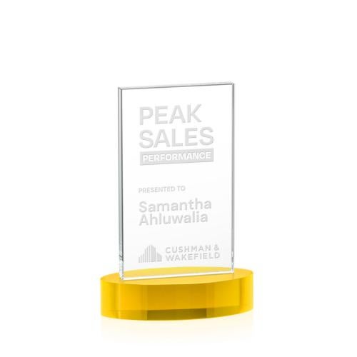 Corporate Awards - Crystal Awards - Heathrow Gold on Alberton Base Rectangle Crystal Award
