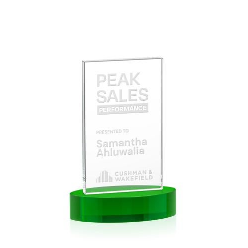 Corporate Awards - Crystal Awards - Heathrow Green on Alberton Base Rectangle Crystal Award