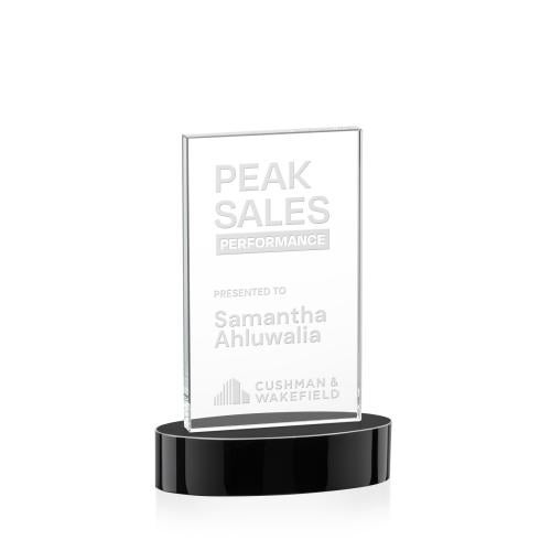 Corporate Awards - Crystal Awards - Heathrow Black on Alberton Base Rectangle Crystal Award