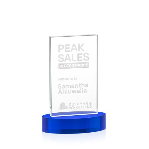 Corporate Awards - Crystal Awards - Heathrow Blue on Alberton Base Rectangle Crystal Award