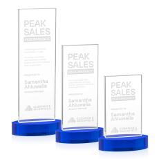 Heathrow Blue on Alberton Base Rectangle Crystal Award - Glass Awards