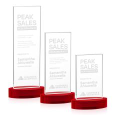 Heathrow Red on Alberton Base Rectangle Crystal Award - Glass Awards
