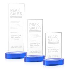 Heathrow Sky Blue on Alberton Base Rectangle Crystal Award - Corporate Awards