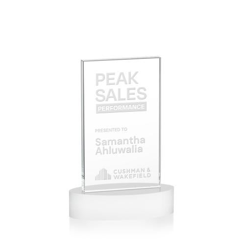 Corporate Awards - Crystal Awards - Heathrow White on Alberton Base Rectangle Crystal Award