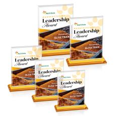 Vitalia Full Color Amber Rectangle Crystal Award - Corporate Awards