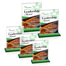 Vitalia Full Color Green Rectangle Crystal Award - Corporate Awards