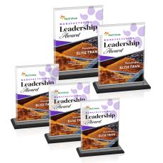 Vitalia Full Color Black Rectangle Crystal Award - Corporate Awards