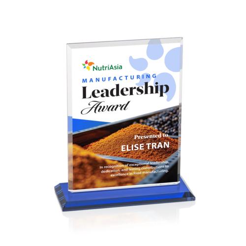 Corporate Awards - Crystal Awards - Vitalia Full Color Blue Rectangle Crystal Award