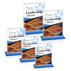 Vitalia Full Color Sky Blue Rectangle Crystal Award - Corporate Awards