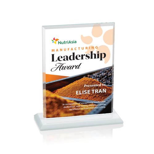 Corporate Awards - Crystal Awards - Vitalia Full Color White Rectangle Crystal Award