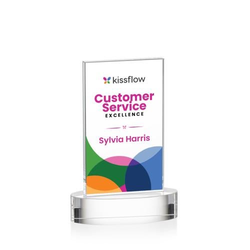 Corporate Awards - Crystal Awards - Heathrow Full Color Clear on Alberton Base Rectangle Crystal Award