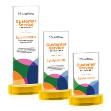 Heathrow Full Color Gold on Alberton Base Rectangle Crystal Award - Corporate Awards