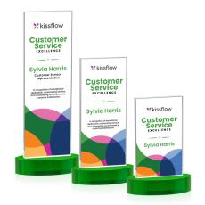 Heathrow Full Color Green on Alberton Base Rectangle Crystal Award - Full Color Awards