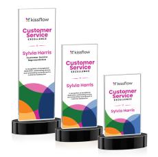 Heathrow Full Color Black on Alberton Base Rectangle Crystal Award - Corporate Awards