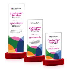 Heathrow Full Color Red on Alberton Base Rectangle Crystal Award - Corporate Awards