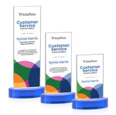 Heathrow Full Color Sky Blue on Alberton Base Rectangle Crystal Award - Corporate Awards